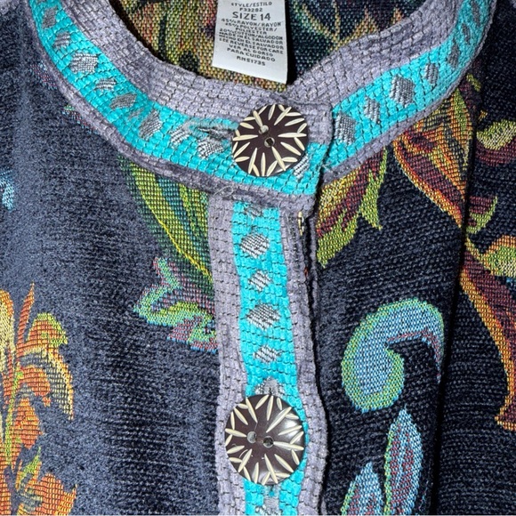 Vintage Sag Harbor Tapestry Jacket / Blazer Paisley Color Block EUC 14 - Picture 4 of 5